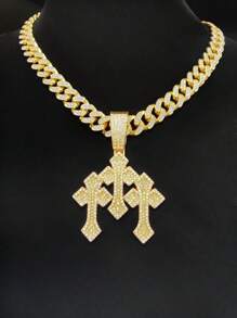 1 件创意吊坠、1 件 13 毫米宽链条和 1 件 3 毫米宽不锈钢绳链 - 男女通用时尚嘻哈复古项链，适合日常佩戴或派对，2 种链条款式 - 銀色 - 查看 9