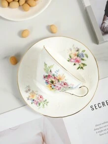 1 Conjunto Xícara e Pires de Café Cerâmica Retrô Francesa, Adequado para Uso Doméstico, Hotel, Café, Presente