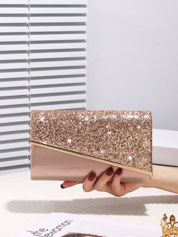 حقيبة يد نسائية بلمسة لامعة مزينة بالمعدن، حقيبة كتف، مناسبة لحفلات المساء والمناسبات الرسمية والأعياد والهدايا عيد الحب والسهرات والنوادي الليلية، مثالية للسهرات والحفلات الرسمية والعشاء، تتناسب مع فستان السهرة والفستان المزين بالترتر، أحدث موضة حقائب السهرات