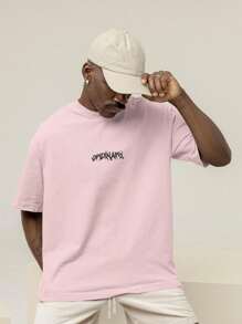 Men's Oversized T-Shirt 100% Premium Cotton Skeleton Streetwear Shirt - Màu Hồng baby - Xem 2