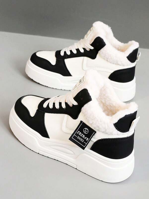 Women's Winter Thermal Lined 2024 New Korean Version Student All-Match Thermal Lined Warm High-Top Snow Boots Thick Bottom Increased Height Casual Snow Boots