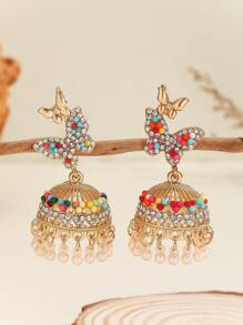 1 Đôi Hoa Tai Sang Trọng Phong Cách Bohemian Hoa Tai Bướm Với Tua Rua Ngọc Trai Giả, Phụ Kiện Trang Sức Phong Cách Bollywood, Thích Hợp Cho Phụ Nữ Đeo Hàng Ngày, Lễ Hội, Đám Cưới Và Tiệc Tùng - nhiều màu - Xem 7