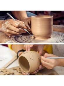 2/3/4/5 Stück Feder-Draht-Textur Töpferwerkzeuge Modellierwerkzeuge für Polymer-Ton, DIY-Keramikpinsel, Töpferwerkzeuge, Tortenzubehör