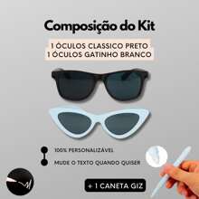 Kit 2 Madu Bride Sunglasses Wedding Graduation + Chalk Pen - Mèo con và cổ điển - Xem 7