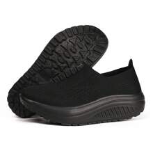 Tênis de corrida femininos de malha respirável, tênis de corda de pular com sola macia e absorção de choque, calçados leves e casuais para caminhada, calçados de balanço Four Seasons