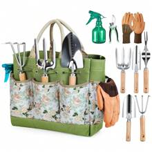 UBRAVOO Garden Tools Set, 9 Pieces Gardening Hand Tool Gift Kit, Stainless Steel Gardening Gifts For Women & Men With Heavy Duty Tool Bag For Easy Storage - 9 件套 - 查看 1