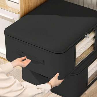 1/4pcs 超大容量收纳袋, 可折叠拼接收纳袋, 带手柄防尘容器, 简约大容量收纳袋, 拉链式便携式衣物床上用品衣柜, 防尘衣物杂物收纳盒装饰品装饰节日装饰房间装饰家居装饰卧室装饰卧室, 收纳袋, 家庭收纳, 女士白色T恤, 女士黑色裤子, 女士冬装, 连衣裙,