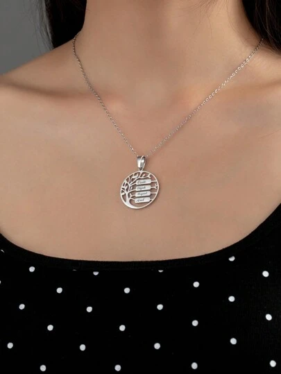 1 chiếc vòng cổ tên cây sự sống bằng thép không gỉ tối giản có thể tùy chỉnh, thích hợp cho phụ nữ để hẹn hò, lễ hội và mặc hàng ngày, bạc, phong cách, đầy màu sắc, cổ điển, unisex, hipster, đơn giản, giản dị, tùy chỉnh, cá nhân hóa, độc đáo, quà tặng lý tưởng cho anh ấy, quà tặng lý tưởng cho cô ấy, cô ấy, bạn trai, bạn gái, bố, mẹ, gia đình, bạn bè, cho ngày kỷ niệm, cho sinh nhật, cho lễ tốt nghiệp, cho vũ hội, cho bữa tiệc, trang sức cho phụ nữ, trang phục thanh lịch, vòng cổ khắc thời trang tùy chỉnh, trang phục cổ điển
