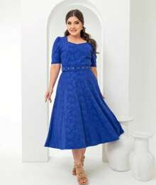 Women's Max Godê Dress With Princess Belt Evangelical Fashion - 藍色 - 查看 1