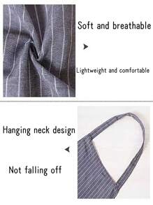 Delantal de atar al cuello a rayas con 2 bolsillos prácticos, lavable a máquina, apto para chefs, jardineros, entusiastas de la cocción y el asado para uso diario