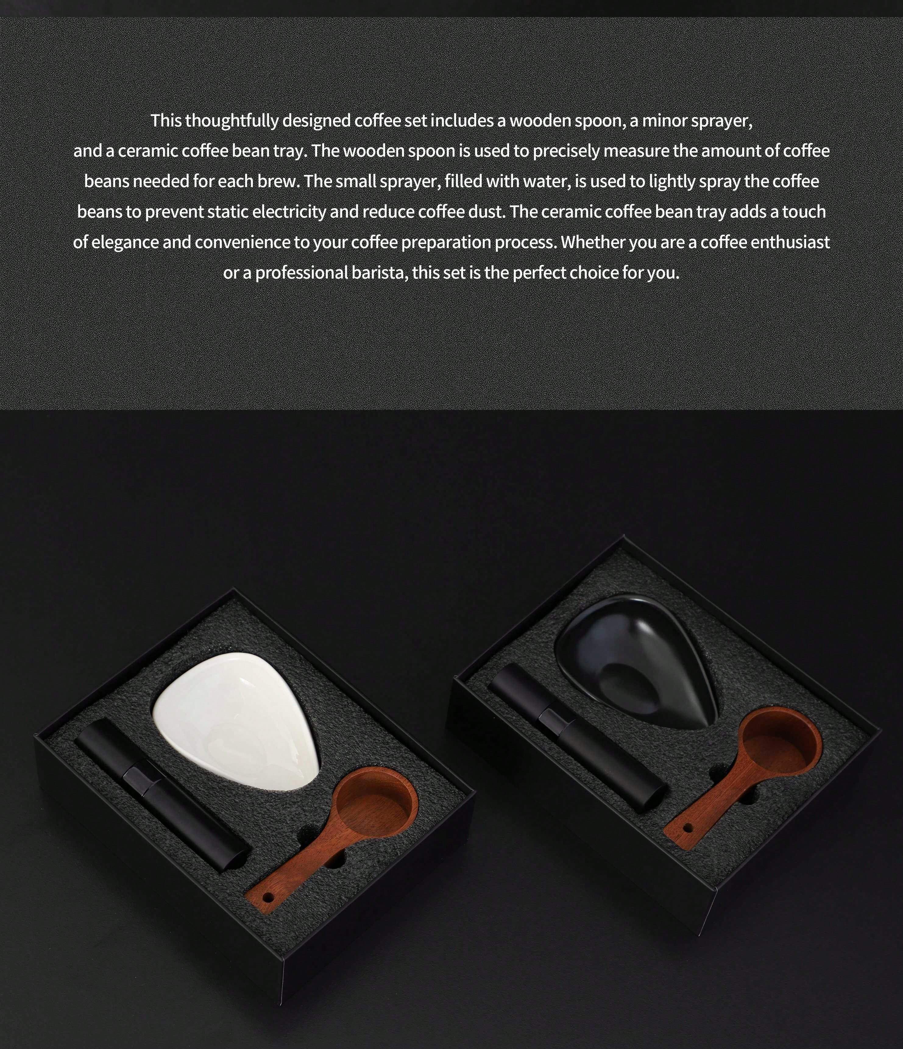 Coffee Bean Measuring Tools Ceramic Bean Tray Walnut Scoop Micro