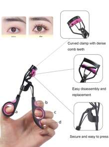 1 máy uốn mi hoa hướng dương, cong tự nhiên, di động, thích hợp cho người mới bắt đầu, kèm 4 miếng đệm thay thế - Màu tím - Xem 3