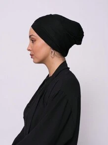 1pc Women Hijab Plain Double Layer Criss-Cross Anti-Slip Long Tassel Headband, Elastic Turban Cap, Breathable & Comfortable Wide Sweatband For Daily Life, Sports, Yoga, Fitness And Fashion Styling Abaya Accessories Lightweight Under Cap