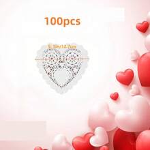 100pcs, White Paper Doilies, Disposable Paper Lace Doilies For Food Decorative Doilies Placemats For Table Wedding Birthday Cakes Desserts Food Decoration - Assorted Sizes (Round Rectangle Oval Heart) - White - View 16