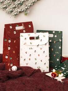 1pc Christmas Gift Box, Candy Box, Gift And Candy Bag, Handle And Flip Cover Gift Box Bag