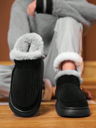 Chaussons d'intérieur pour hommes/femmes avec doublure en peluche, semelle épaisse antidérapante, chaussons d'intérieur pour couples
