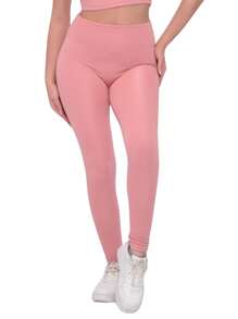 Kit 2 Women's Ribbed Leggings High Waist Gym Fitness Sports Pants For Training Disguises Cellulite - 乾枯玫瑰色 - 查看 5