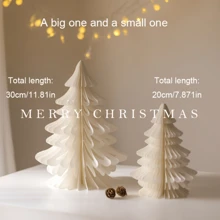 Set Of 2, Christmas Tree-Shaped Desktop Decorations, Festive Decor, Honeycomb Paper Christmas Tree Decor, Party Decor For Christmas Gatherings, Table Centerpieces For Christmas, New Year's Eve Parties, And Holiday Ambiance Enhancements.