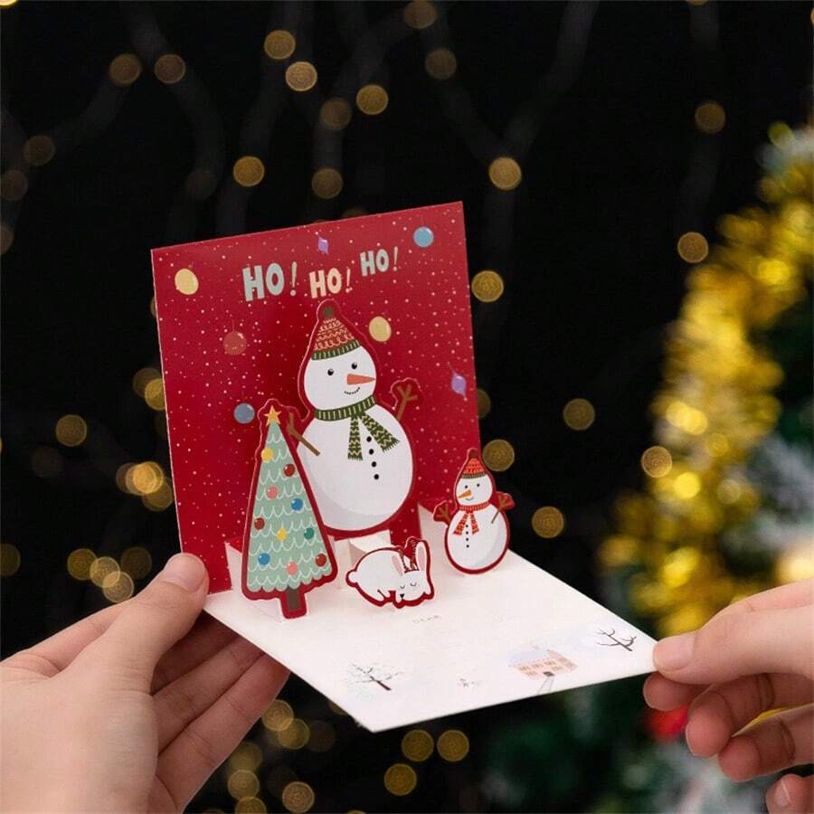 Thiệp Giáng sinh, 1 gói thiệp quà tặng Giáng sinh nhỏ bật lên kèm nhãn dán phong bì, thiệp chúc mừng ngày lễ 3D dễ thương, ông già Noel, người tuyết, tuần lộc, cây thông Noel, bộ số lượng lớn, thiệp Giáng sinh cho trẻ em, đồ trang trí Giáng sinh và đồ dùng tiệc tùng
