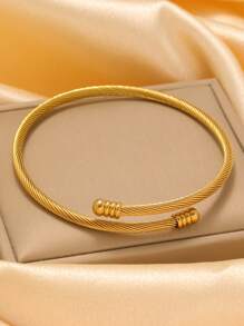 新款时尚不锈钢高品质花朵锆石手链袖口手镯首饰套装，适合女性日常佩戴情人节、妈妈、母亲、母亲节、礼物 - 金黃色 - 查看 9