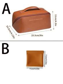 1 túi đựng đồ trang điểm hình gối bằng PU, túi đựng mỹ phẩm dung tích lớn cho nữ có nhiều ngăn, túi đựng đồ vệ sinh cá nhân du lịch di động, thích hợp để đựng đồ chăm sóc da và mỹ phẩm, món quà tuyệt vời cho Giáng sinh, Halloween và Lễ Tạ ơn - Nhiều màu - Xem 8