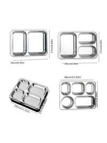 1个304不锈钢分餐盘午餐盘水果盘自助餐盘干净卫生适合学生自助食堂学校用品