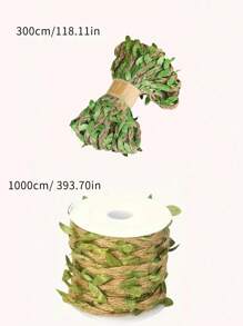 3/10米天然麻绳粗麻叶藤蔓丝带，适用于丛林派对装饰、DIY工艺品、家居装饰、墙面艺术