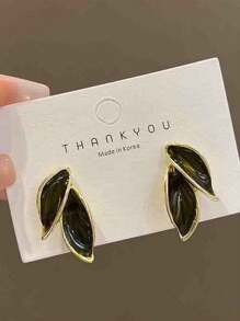 1 par de Aretes de hoja Mori de lujo francés personalizados, simples y elegantes