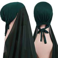 1 pièce Hijabs prêts à porter instantané, foulard à capuche en mousseline de soie de couleur unie pratique pour femmes, accessoires de abaya à porter quotidiennement sous un bonnet voilé