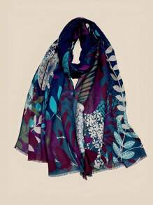 New Fashion Printed Striped Scarf, Simple & Colorful Patchwork Style Lady Silk Scarf, Spring & Summer, Sunscreen Beach Shawl, Multipurpose Long Scarf Winter Fall - Multicolor - View 2