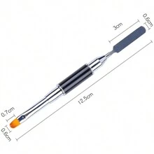 双头美甲凝胶刷黑色笔取器2合1设计UV凝胶刷刮刀丙烯酸指甲延长凝胶美甲工具QJB-01 - 黑色 - 查看 3