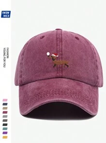 Christmas Embroidered Dachshund Dog Unisex Baseball Cap, Adjustable, Breathable, Comfortable, Youth Gift, Lightweight Dad Hat, Suitable For Everyday, Street, Party, Clothing Accessory, Ideal Gift For Family And Friends - A - View 16