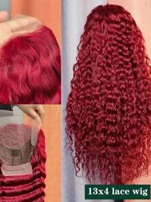 Eulisi 99j Burgundy Lace Front Wigs Human Hair Red Deep Wave 13x4 Hd Lace Frontal Wigs For Women Glueless Wigs Human Hair Pre Plucked Deep Curly Wet And Wavy Red Colored Lace Front Wig (26 Inch)