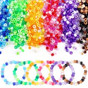 300/1800pcs+ Kandi Beads For Bracelets, Funtopia 36 Colors Plastic Beads For Craft, Rainbow Hair Beads For Braids, Colored Beads For DIY Projects Jewelry Making