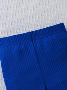 2pcs Baby Girls Rose Print Ruffle Trim Long Sleeve Top And Casual Pants Set, Spring/Fall Outdoor Casual - Baby Blue - View 8