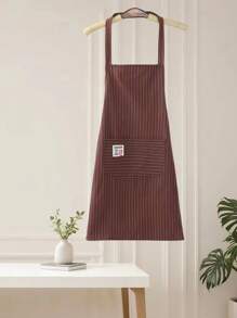 Delantal de atar al cuello a rayas con 2 bolsillos prácticos, lavable a máquina, apto para chefs, jardineros, entusiastas de la cocción y el asado para uso diario