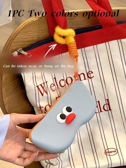 Cartoon Cute Portable Silicone Glasses Bag Color Contrasting Sunglasses Sunglasses Protective Cover Hanging Bag Glasses Box Storage Bag Organizer Organization