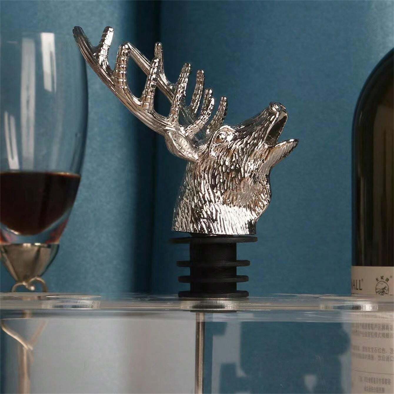 Customized Deer Head Metallized Bottle Stopper For Wine And Liquor
