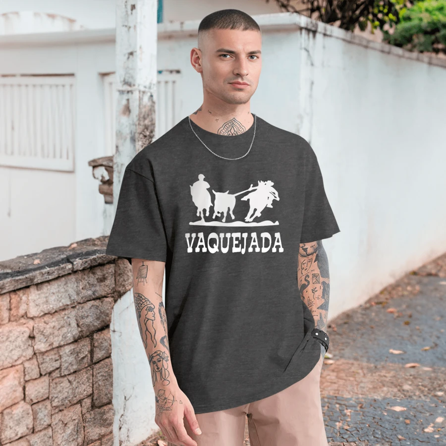 Country Vaquejada T-Shirt Casual Cowboy Shirt Agro Rodeo 100% Cotton - 深灰色 - 查看 1