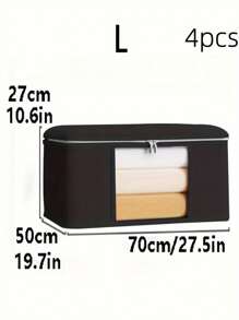 Bolsa de almacenamiento de gran capacidad, 1/4 piezas, plegable, con costura, a prueba de polvo, con asa, bolsa de almacenamiento de gran capacidad minimalista, bolsa de armario portátil con cremallera para ropa y ropa de cama, caja de almacenamiento a prueba de polvo para ropa y decoración de miscelánea, decoración de festival, decoración de habitación, decoración del hogar, decoración de dormitorio, organizador, almacenamiento del hogar, camiseta blanca de mujer, pantalones negros de mujer, ropa de invierno para dama, vestido