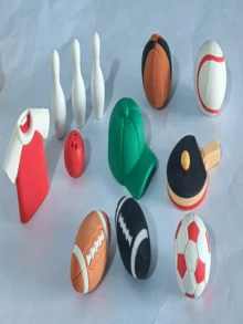 5件/10件/15件（款式和颜色混发）足球篮球棒球球创意橡皮擦,3D组装橡皮擦,儿童文具橡皮擦,儿童学习用品,儿童橡皮擦,学生礼物！ - 彩色 - 查看 3