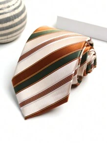 1 条紫色和咖啡色条纹手工领带，适合街头、休闲和商务穿着 - 彩色 - 查看 12