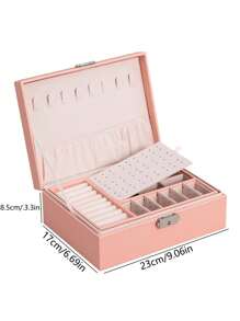 1 pieza Caja de almacenamiento de joyas, organizador de joyas de gran capacidad PU con cerradura para mujeres y niñas, forro suave para joyas de hombres, apto para anillos, colgantes, pendientes, collares, pulseras, relojes, lápiz labial, arte de uñas, perfecto para almacenar todo tipo de joyas, estilo moderno, excelentes regalos para mujeres y madres, regalos para maestros