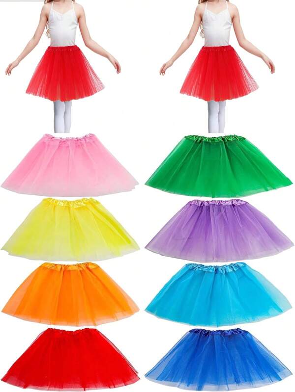 1 peça saia de dança de balé de tule de 3 camadas, tecido de malha fina adequado para meninas, fantasia de princesa