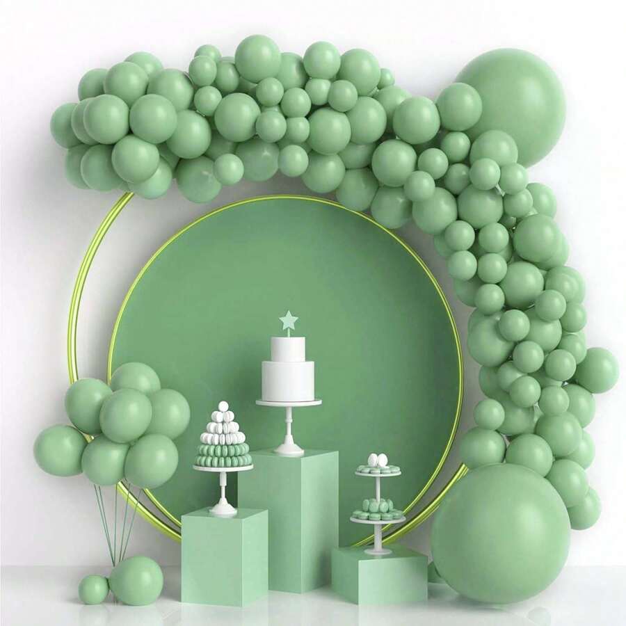 107 件绿色粉色乳胶拱门套装，适用于婚礼、生日、毕业典礼、单身派对装饰、性别启示、派对装饰、室内外装饰 - 彩色 - 查看 1