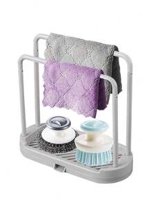 1 pieza Rejilla organizadora para fregadero de cocina, accesorios resistentes a la oxidación para almacenamiento de esponjas, paños de cocina, estropajos y cepillos - Multicolor - Ver 1