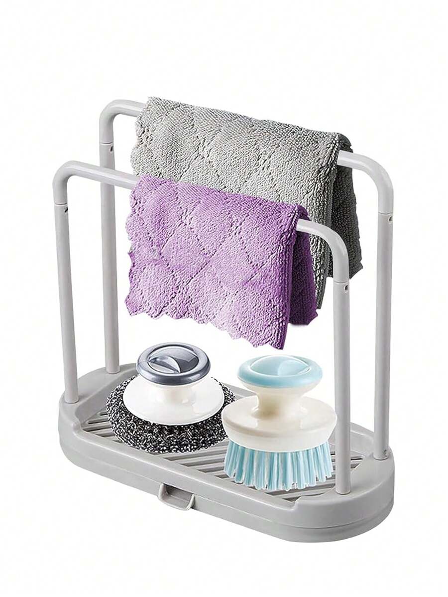 1 pieza Rejilla organizadora para fregadero de cocina, accesorios resistentes a la oxidación para almacenamiento de esponjas, paños de cocina, estropajos y cepillos - Multicolor - Ver 1