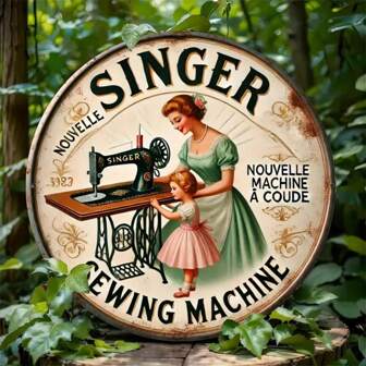 复古歌手缝纫机金属牌匾，7.8 英寸 - 独特的铁质墙面装饰礼物，适合女性，适合卧室、办公室、客厅、咖啡厅、酒吧、家庭和宿舍，随机孔图案风格、家居装饰、房间装饰、墙面装饰