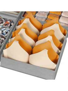 Caja de almacenamiento plegable para gabinete, cajón, ropa, clóset, calcetines, organizador de almacenamiento, Organizador de cajones color gris. - Gris - Ver 3