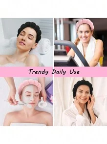 1 件，用于洗脸或面部的 Spa 头带，护肤头带，化妆发带海绵，洗脸头带，用于运动或瑜伽的蓬松发带，女士和女孩的时尚配饰，很棒的礼物，粉色 - 粉色 - 查看 3